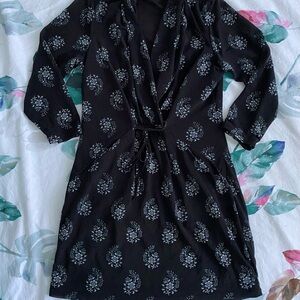 Black Floral Long 3/4 Sleeve Tunic